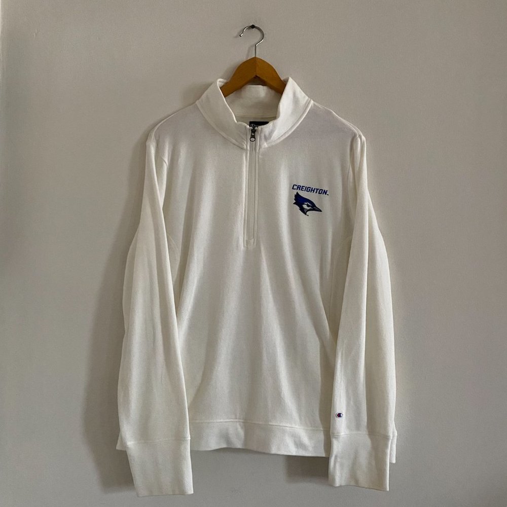 NEW Champion Creighton University White Quarter Zip Pullover in Women's XXL